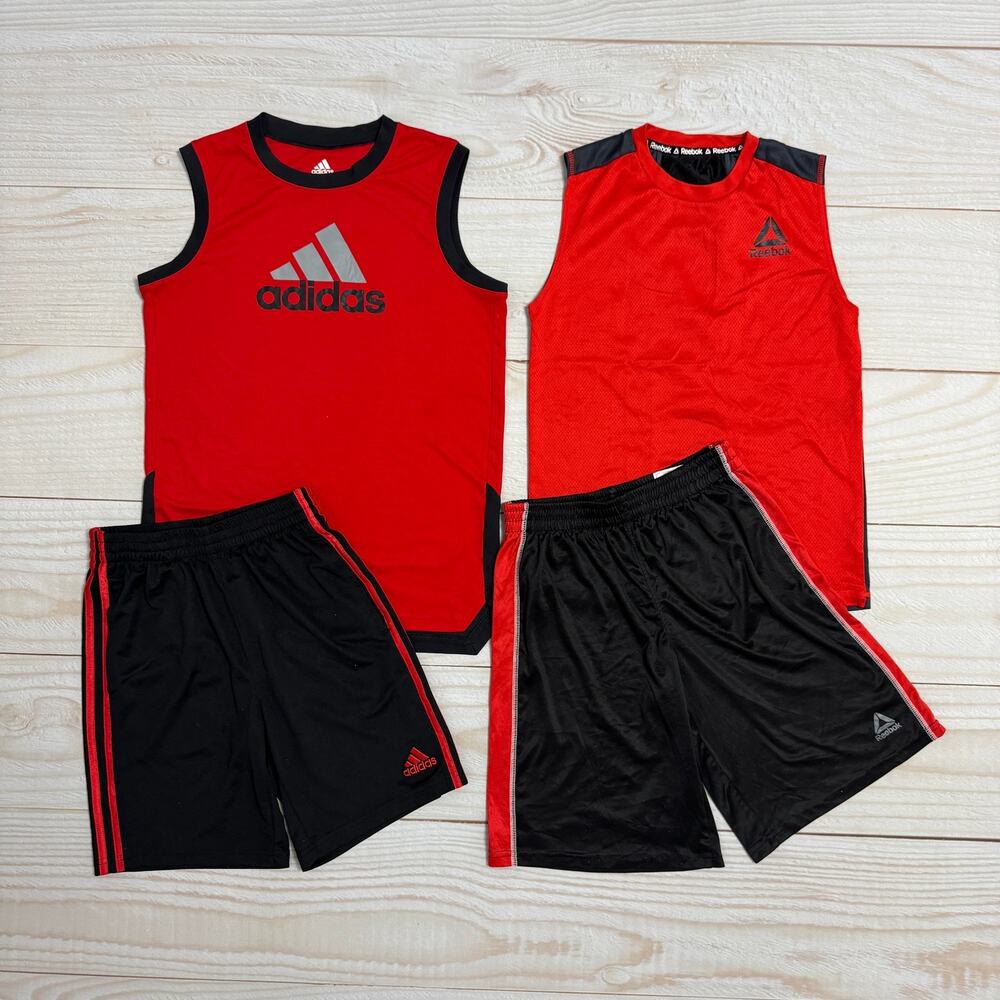 Adidas Reebok Boys M 10-12 Athletic Tank Top Shirt Short Lot Of 4 Summer Outfit